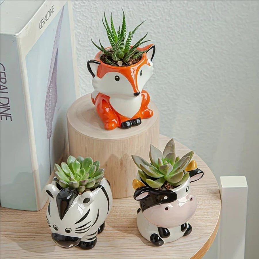 1pc A Cute Animal-Themed Ceramic Planter for Succulents, Perfect for Decorating Your Balcony Table.Gardening Gift Home Decor