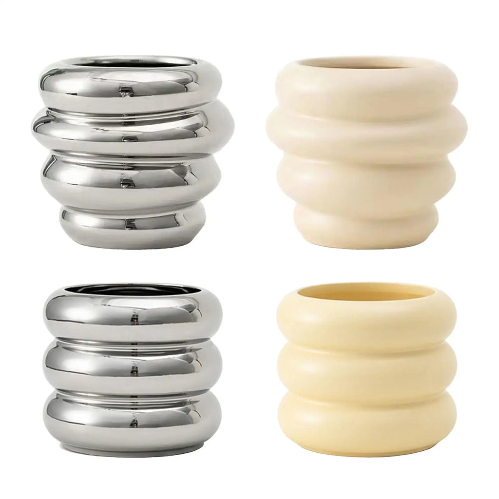 Ceramic Flower Vase Plants Holder Planter Decors Cosmetics Lipstick Bud Vase Flower Pot Makeup Brush Holder for Bathroom Dresser
