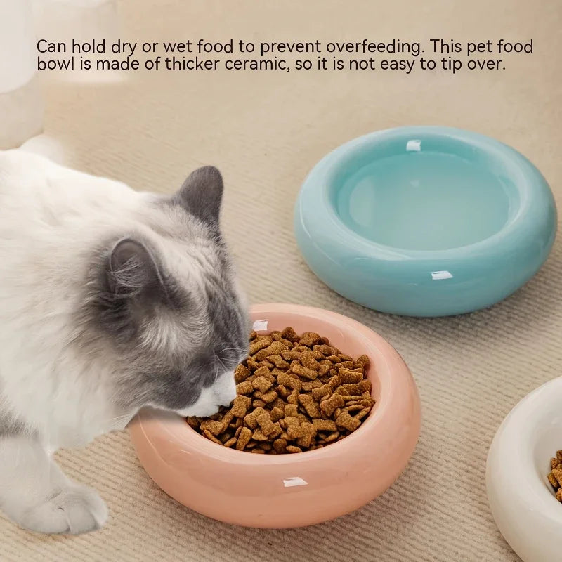 Ceramic cat bowl, pet bowl, cat bowl, donut dispenser, Dudu cat bowl, cat food bowl, spill proof water bowl, snack bowl