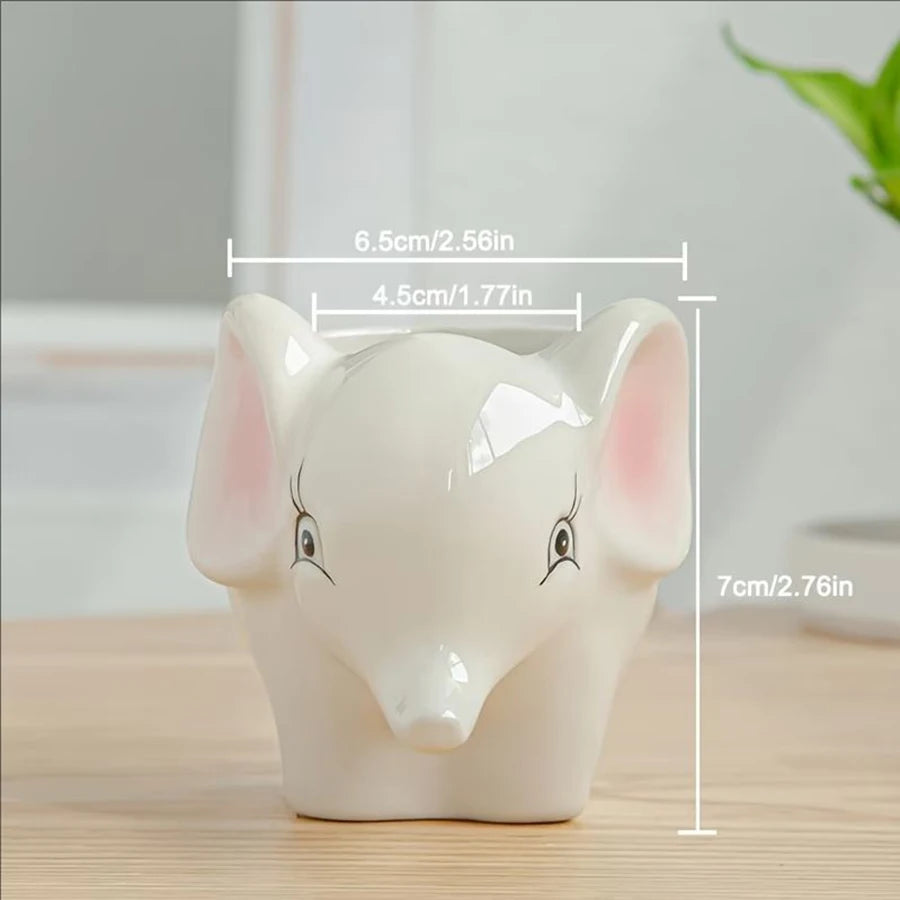 1pc A Cute Animal-Themed Ceramic Planter for Succulents, Perfect for Decorating Your Balcony Table.Gardening Gift Home Decor