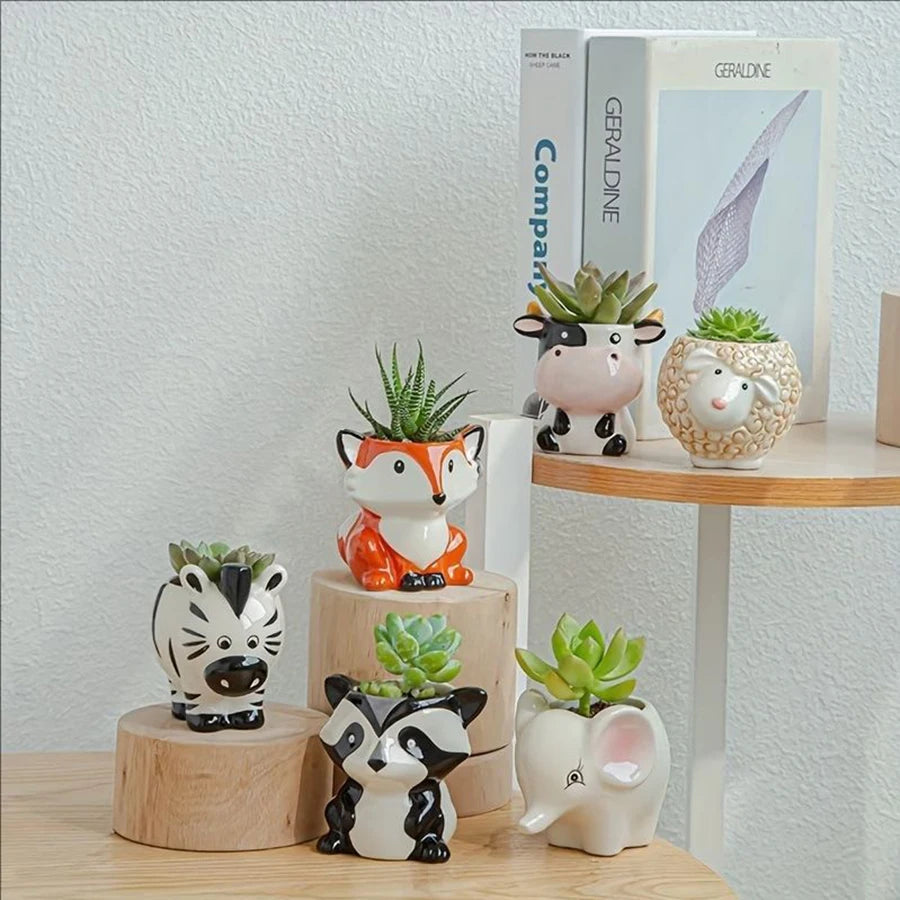 1pc A Cute Animal-Themed Ceramic Planter for Succulents, Perfect for Decorating Your Balcony Table.Gardening Gift Home Decor