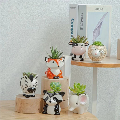 1pc A Cute Animal-Themed Ceramic Planter for Succulents, Perfect for Decorating Your Balcony Table.Gardening Gift Home Decor