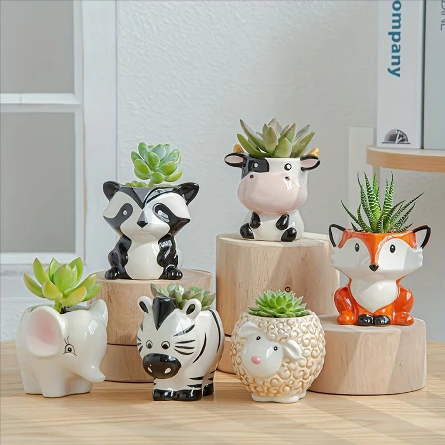 1pc A Cute Animal-Themed Ceramic Planter for Succulents, Perfect for Decorating Your Balcony Table.Gardening Gift Home Decor